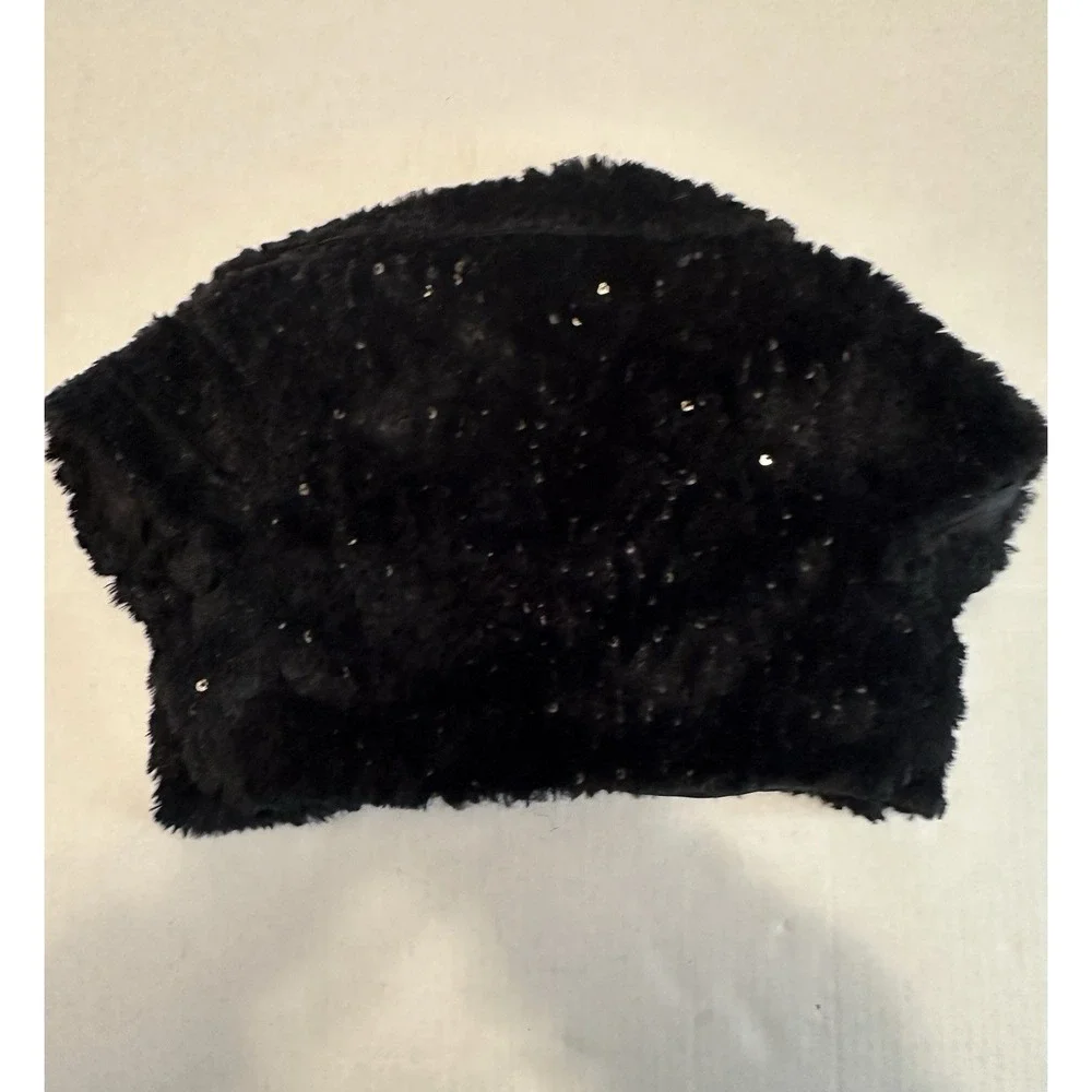 Justice Black Sequence Stole Girls Size 6-7 Dress Sweater Faux Fur Shall
